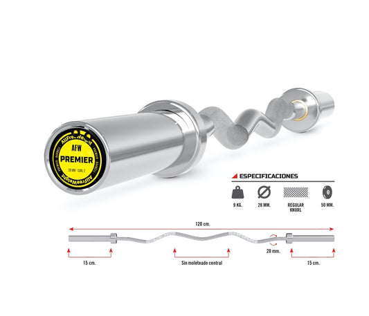 Barra Premier Chromed Curl Z 120 cm.