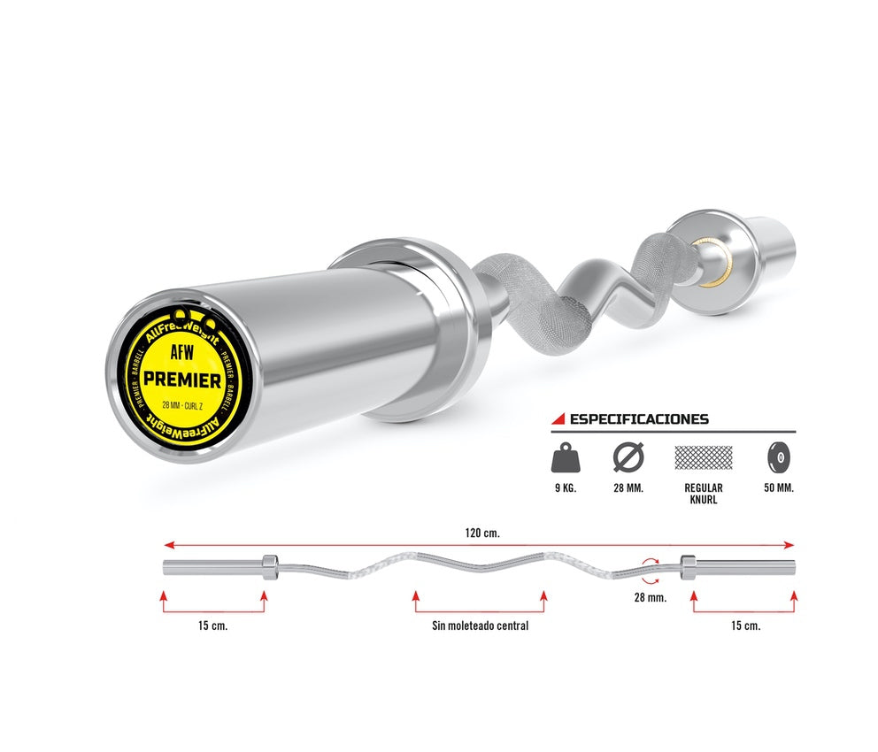 Barra Premier Chromed Curl Z 120 cm.