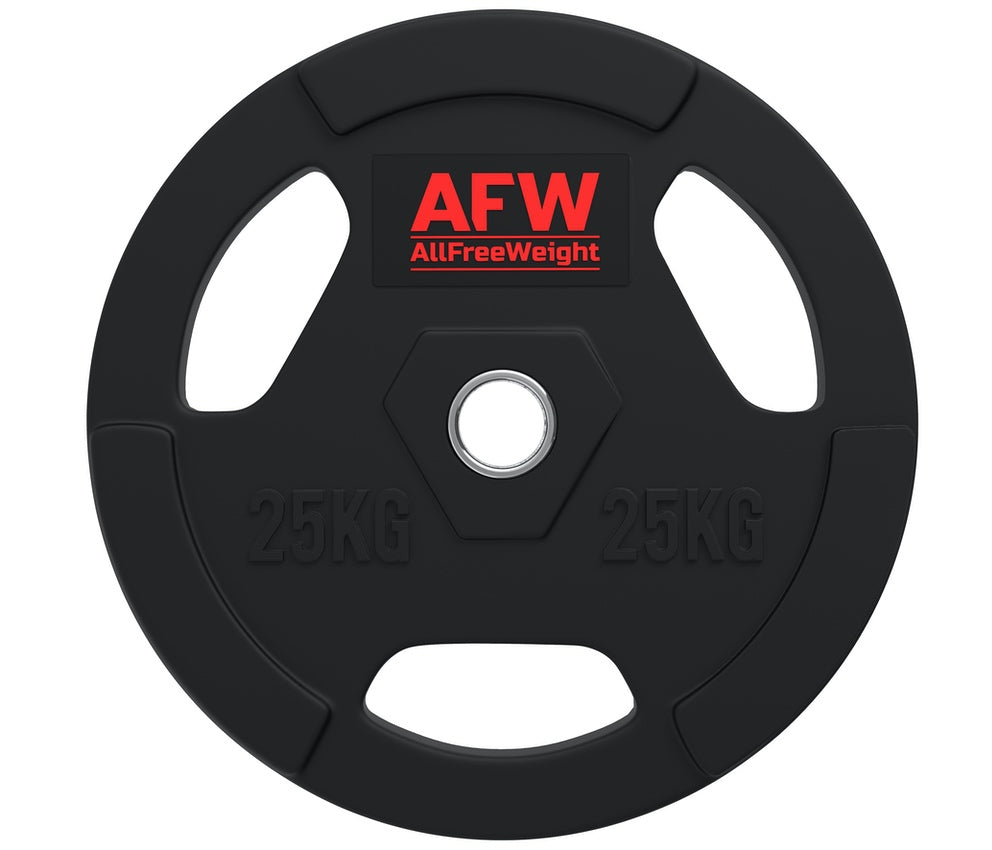 Discos de goma R con 3 agarres 25 kg.